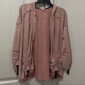 Girls pink sweater with scrunch design